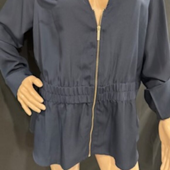 Michael Kors Navy Zip Front Blouse Jacket – Size XL - Picture 4 of 9